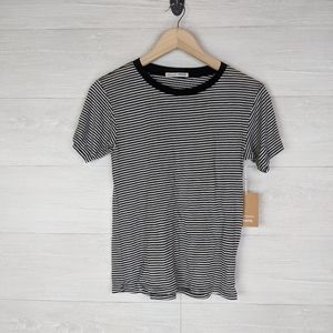 NWT Reformation Jeans Black White Striped Top